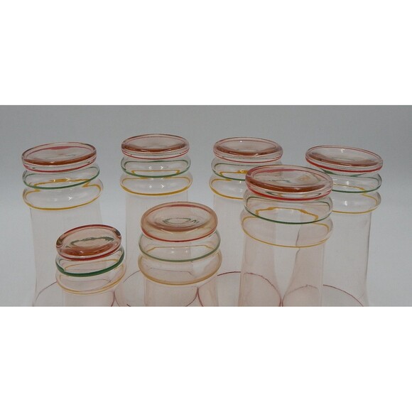 US Glass Co Painted Pin-Striped Glassware Set 6 Depression Glass Tumbler Juice - Picture 10 of 12
